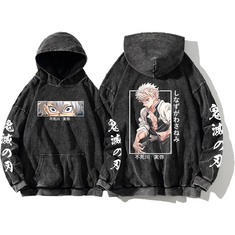 Demon Slayer Hoodie Shinazugawa Sanemi Sweatshirt Herren Damen Langarm Streetwear Kleidung Gewaschene Baumwolle Locker Kapuzenpullover L schwarz von Joom DACH