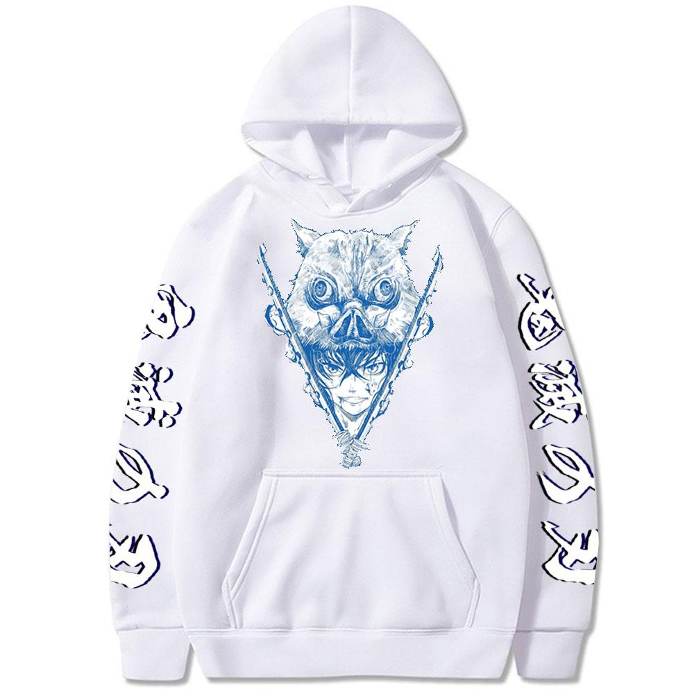 Demon Slayer Japan Anime Langarm Hoodies Männer Frauen Harajuku Hashibira Inosuke Breath Of The Beast Print Übergroßes Sweatshirt XXL weiß von Joom DACH