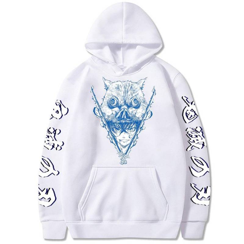 Demon Slayer Japan Anime Langarm Hoodies Männer Frauen Harajuku Hashibira Inosuke Breath Of The Beast Print Übergroßes Sweatshirt XXL weiß von Joom DACH