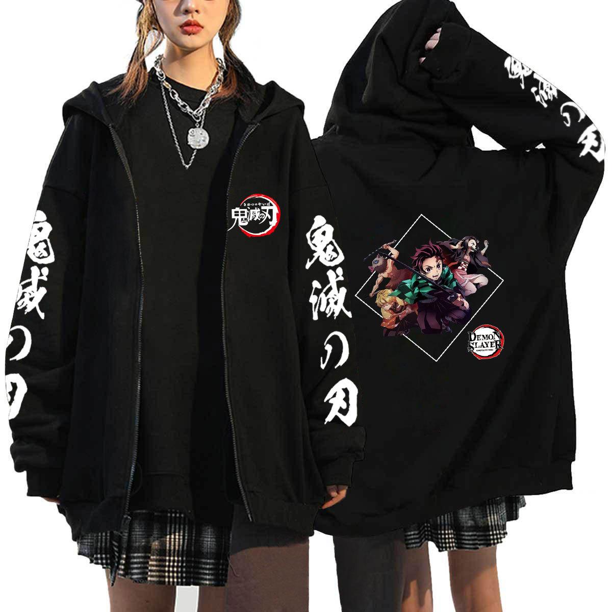 Demon Slayer Japanischer Anime Tanjirou und Nezuko Reißverschluss Hoodies Sweatshirts Damen Herren Cartoon Jacken Sweatshirt Unisex Streetwear Mäntel Tops Strickjacke XXXL von Joom DACH