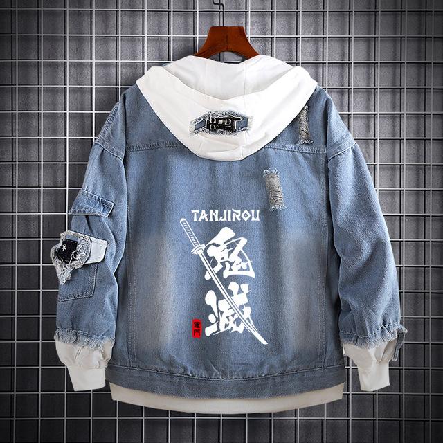 Demon Slayer Kimetsu No Yaiba Mode Hoodie Jeans Mantel Hashibira Inosuke Cosplay Männer Frauen Kapuzen Freizeitjacke Street Style Patchwork Mäntel XL von Joom DACH