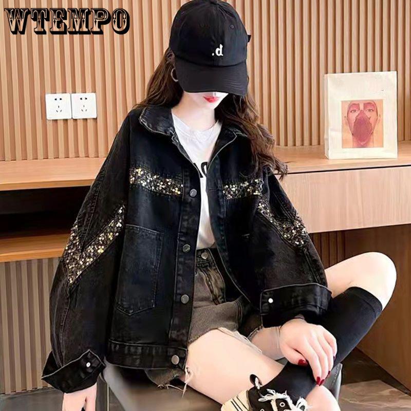 Denim Jacke Weiblichen Kurzen Absatz Lose Große Größe Denim Kleidung Lässig Dünne Frühling frauen Tops Jacke XXL schwarz von Joom DACH