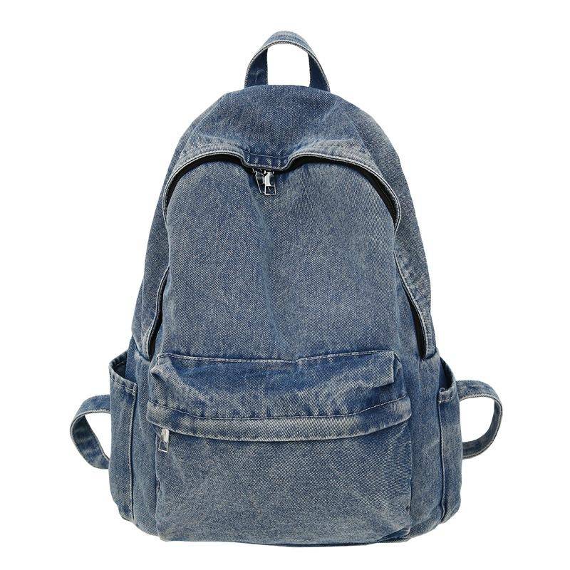 Denim-Rucksack für Damen, große Kapazität, leichter Rucksack für Männer, Schüler, Schultasche denim-blau von Joom DACH