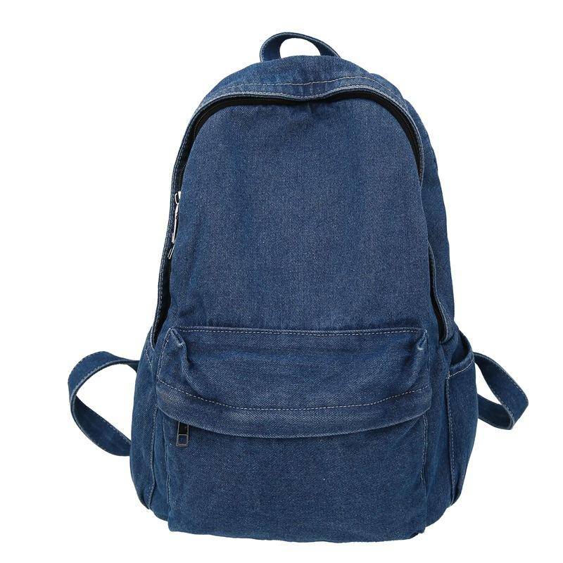Denim-Rucksack für Damen, große Kapazität, leichter Rucksack für Männer, Schüler, Schultasche dunkelblaue von Joom DACH