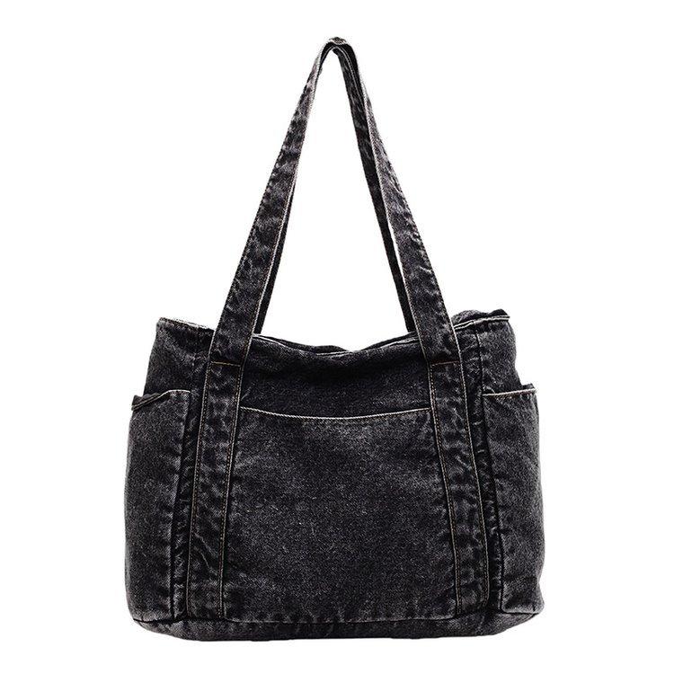Denim-Tasche mit großem Fassungsvermögen, Damen-Umhängetasche, Pendler-Einkaufstasche, leichte Reisetasche schwarz Denim-Tasche mit großem Fassungsvermögen, Damen-Umhängetasche, Pendler-Einkaufstasche, leichte Reisetasche schwarz von Joom DACH