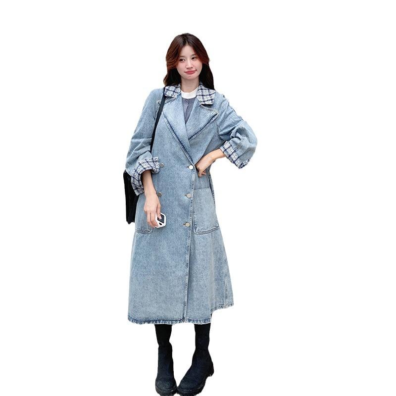 Denim Trenchcoat Damen Mittellang und Lang Herbst Neu Retro Temperament Freizeitmantel XL von Joom DACH