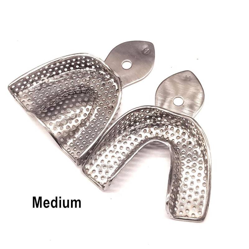 Dental Labor Ausrüstung L/M/S Größe Oberen Unteren Edelstahl Abdruck Löffel Prothese Instrument Zähne Tablett Dental labor Werkzeug 1 pairs Medium von Joom DACH