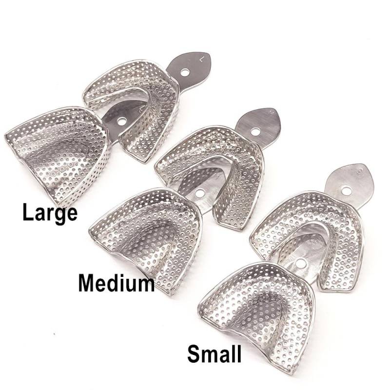 Dental Labor Ausrüstung L/M/S Größe Oberen Unteren Edelstahl Abdruck Löffel Prothese Instrument Zähne Tablett Dental labor Werkzeug 3 pairs Mixed von Joom DACH