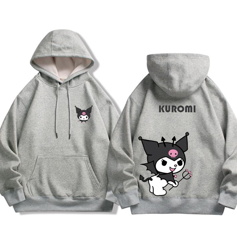 Der Frühlings- und Herbst-Melodie- und Kuromi-Cartoon-Anime-Peripherie-Mädchen-Kapuzenpullover, süßer und schöner Eltern-Kind-Pullover 130 gold von Joom DACH