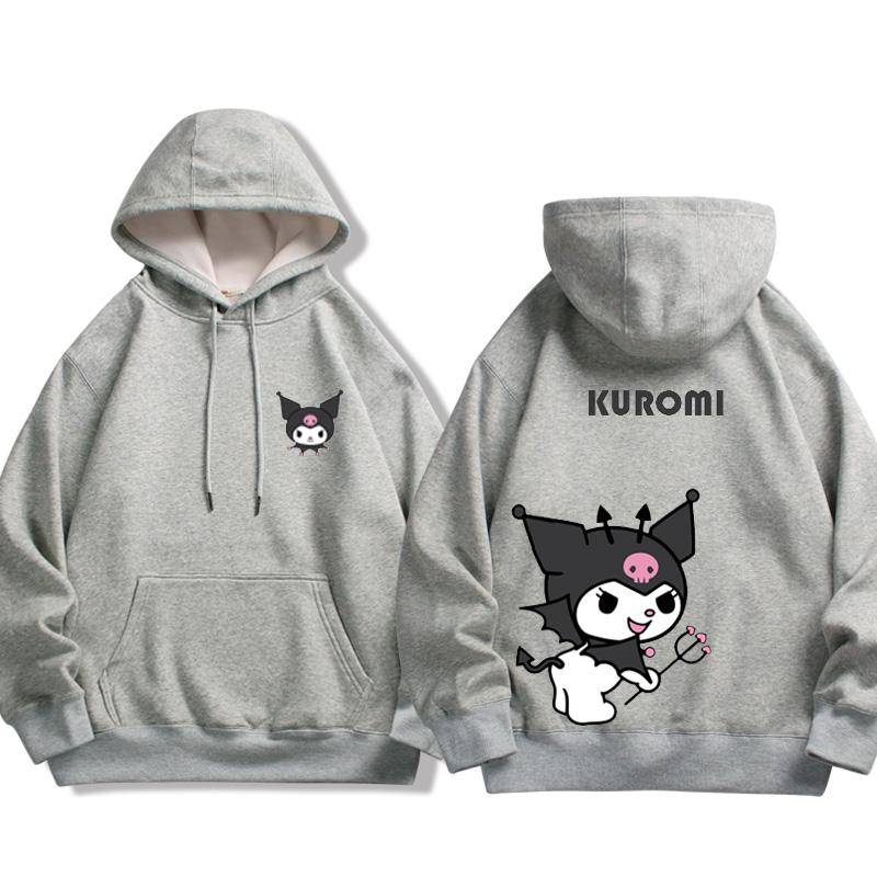 Der Frühlings- und Herbst-Melodie- und Kuromi-Cartoon-Anime-Peripherie-Mädchen-Kapuzenpullover, süßer und schöner Eltern-Kind-Pullover 130 gold von Joom DACH