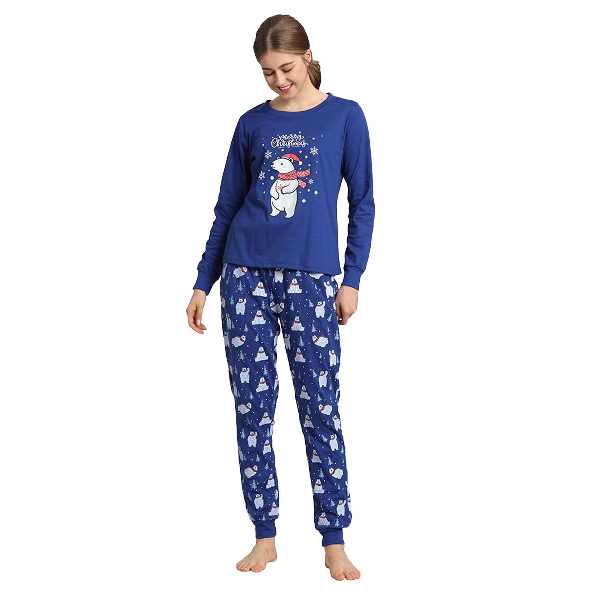 Der Schneemann Damen/Damen Eisbär Weihnachten Langer Pyjama Set 20 UK - 22 blau/weiß von Joom DACH