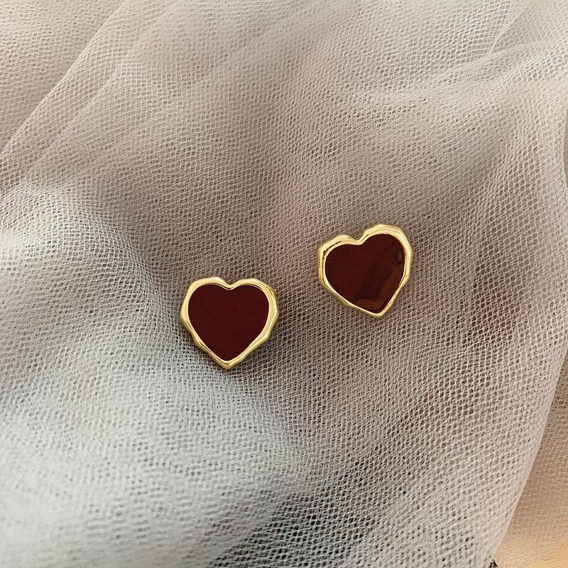 Design Tropfen Rotes Herz Ohrstecker Frauen Metall Gold Farbe Hochzeit Aussage Ohrringe Weiblichen Partei Schmuck rot von Joom DACH