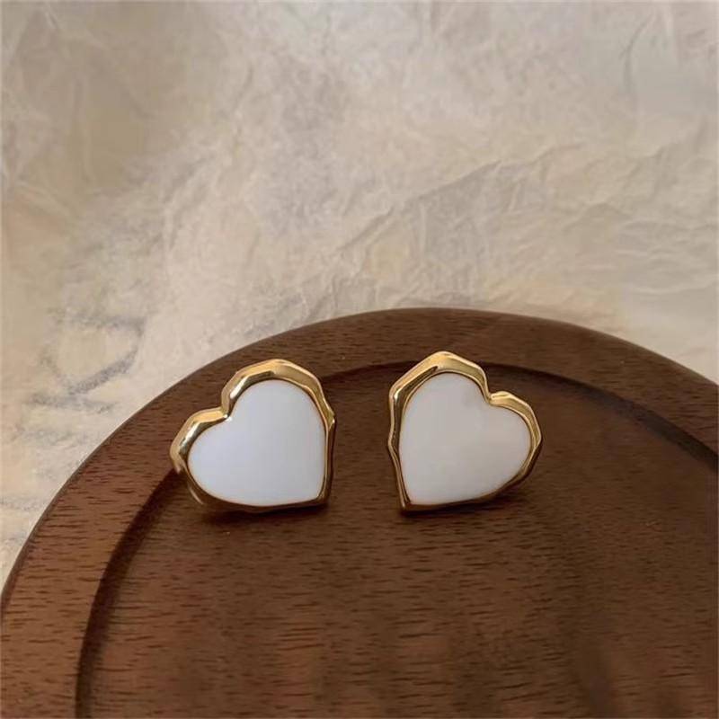 Design Tropfen Rotes Herz Ohrstecker Frauen Metall Gold Farbe Hochzeit Aussage Ohrringe Weiblichen Partei Schmuck weiß von Joom DACH