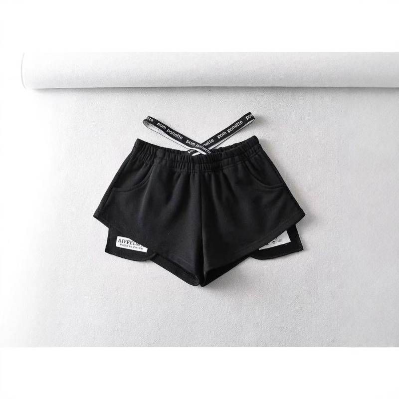 Design-sensuelle High-Waist-Shorts für Damen im Frühling und Sommer Neuer Hot-Girl-Stil Elastischer Bund Label Sport Weitbeinige Hosen L von Joom DACH