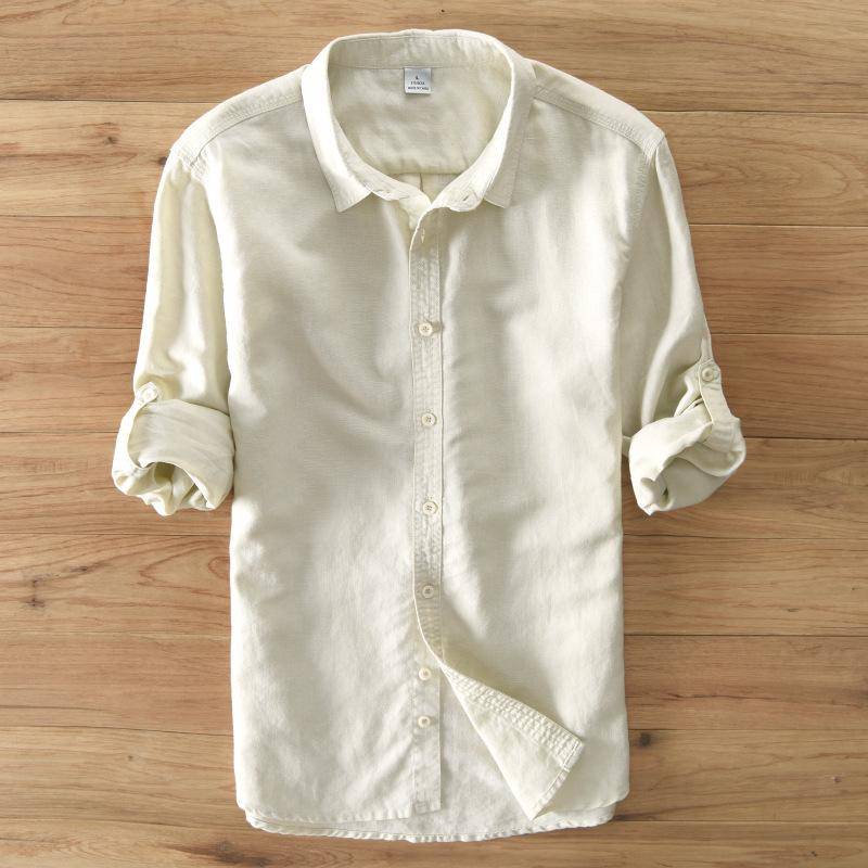 Designer Italien Stil 100 % Leinen Langarm-Shirt Männer Casual 5 Farben solide weiße Hemden für Männer Top Camisa Chemise XXL khaki von Joom DACH