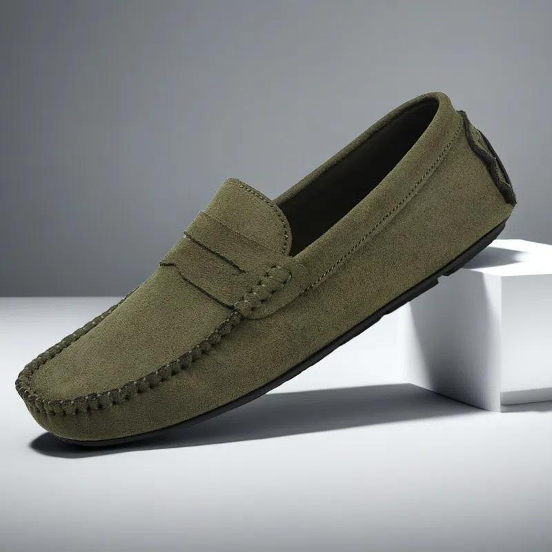 Designer Leder Freizeitschuhe für Herren Hohe Qualität Mode Bequem Herren Slipper Flats Große Größe Fahrschuhe 42 grün von Joom DACH