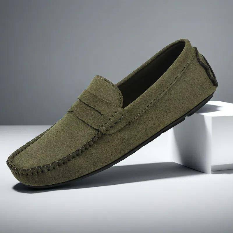 Designer Leder Freizeitschuhe für Herren Hohe Qualität Mode Bequem Herren Slipper Flats Große Größe Fahrschuhe 42 grün von Joom DACH