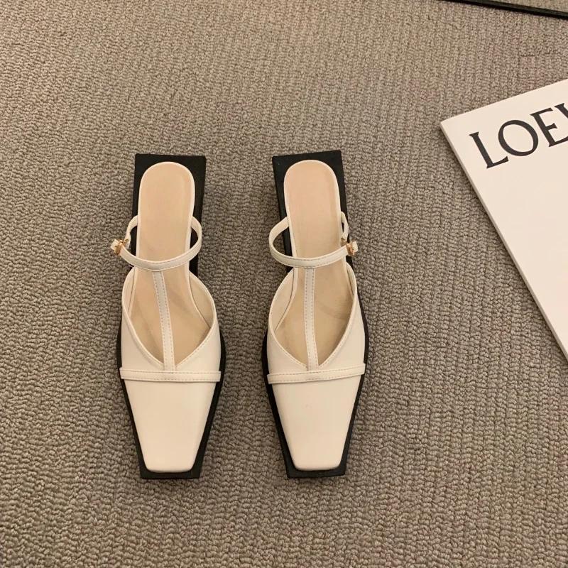 Designer Sommer Frauen Maultiere Slipper Mode Flache Quadratische Zehe Zebra Folien Casual Outdoor Büro Dame Sandalias 35 beige von Joom DACH