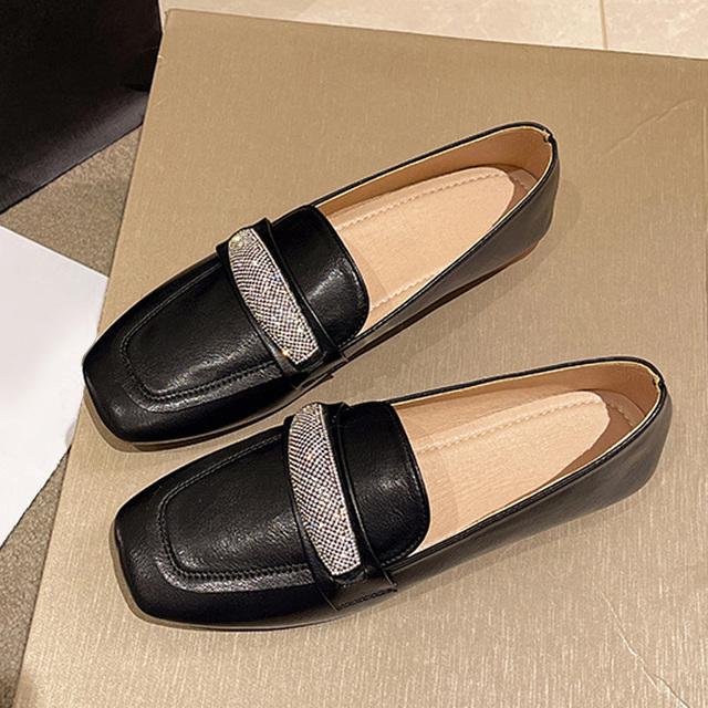 Designer Strass Casual Loafers Schuhe Frauen Oxford Luxus Herbst Mode Pu Leder Schuhe Mokassin Büro Frau Wohnungen 33 schwarz von Joom DACH