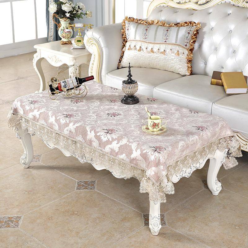 Designer-Tischdecke mit bestickter Spitze, gehäkelt, elegant, europäisch, rustikal, florale Tischdekoration, Stuhlbezug, Tischläufer und Tuch 60x60cm von Joom DACH