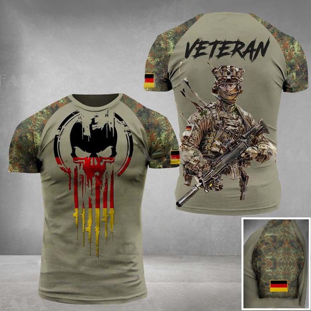 Deutsch T-shirt Männer Schädel Flagge 3d Drucken Tops Mode Veteran Kurzarm Oansatz T-stück Casual Grafik Übergroßen Lose T Shirts 6XL von Joom DACH