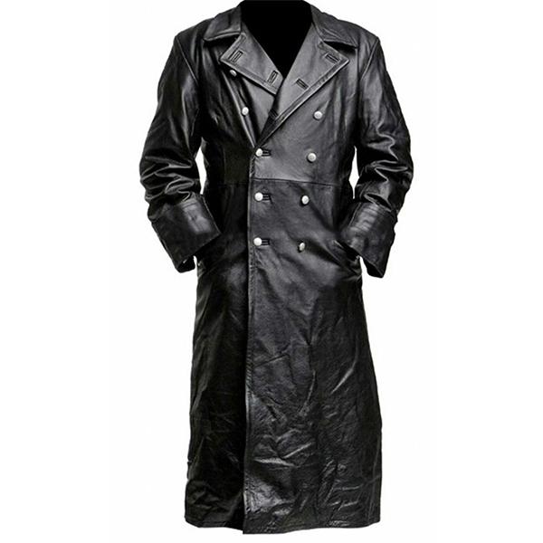 Deutscher klassischer deutscher Herren-Trenchcoat aus echtem Leder aus dem 2. Weltkrieg, Militäruniform für Offiziere XL schwarz von Joom DACH