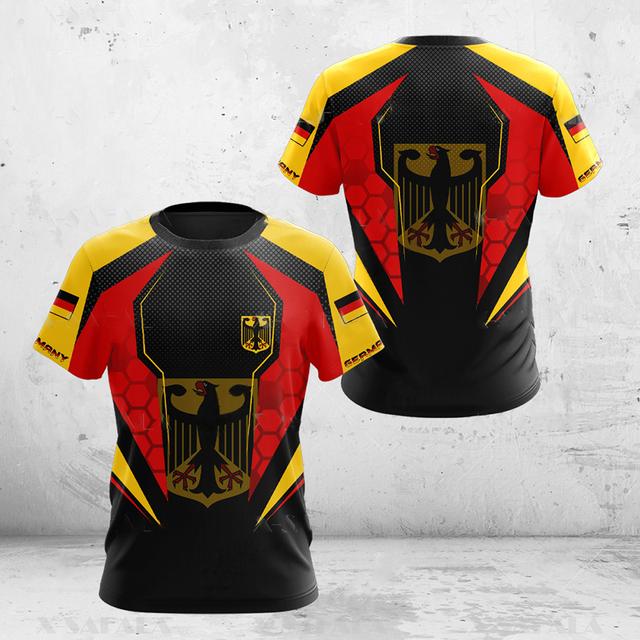 Deutsches Herren-T-Shirt, Street-Casual-Top, deutscher Flaggendruck, Oversize-Shirts, Straße, Hip-Hop, Harajuku, Vintage-Kleidung, O-Ausschnitt-Pullover M von Joom DACH