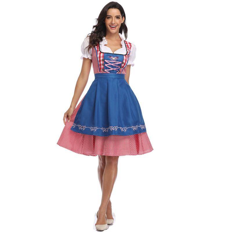 Deutsches bayerisches Dirndl-Kleid, Oktoberfest-Kostüm, Biermädchen-Kostüm 2XL hellblaue Deutsches bayerisches Dirndl-Kleid, Oktoberfest-Kostüm, Biermädchen-Kostüm 2XL hellblaue von Joom DACH