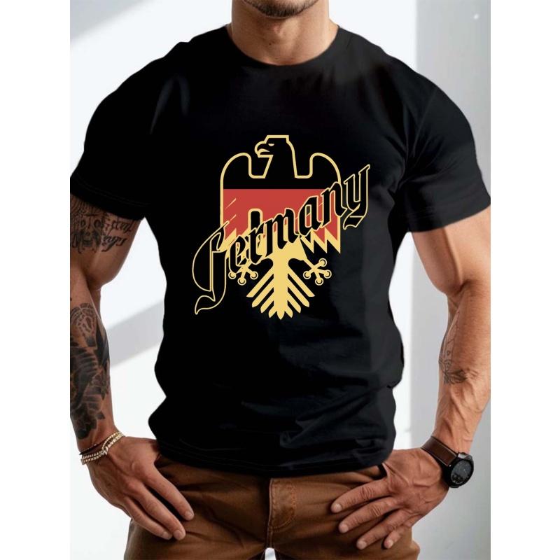 Deutschland-Flagge-Trikots-T-Shirt für Herren, deutsches Nationalemblem, 3D-Druck, lockere Oberteile mit Rundhalsausschnitt, Sportuniformen, kurzärmelige T-Shirts XXXL von Joom DACH