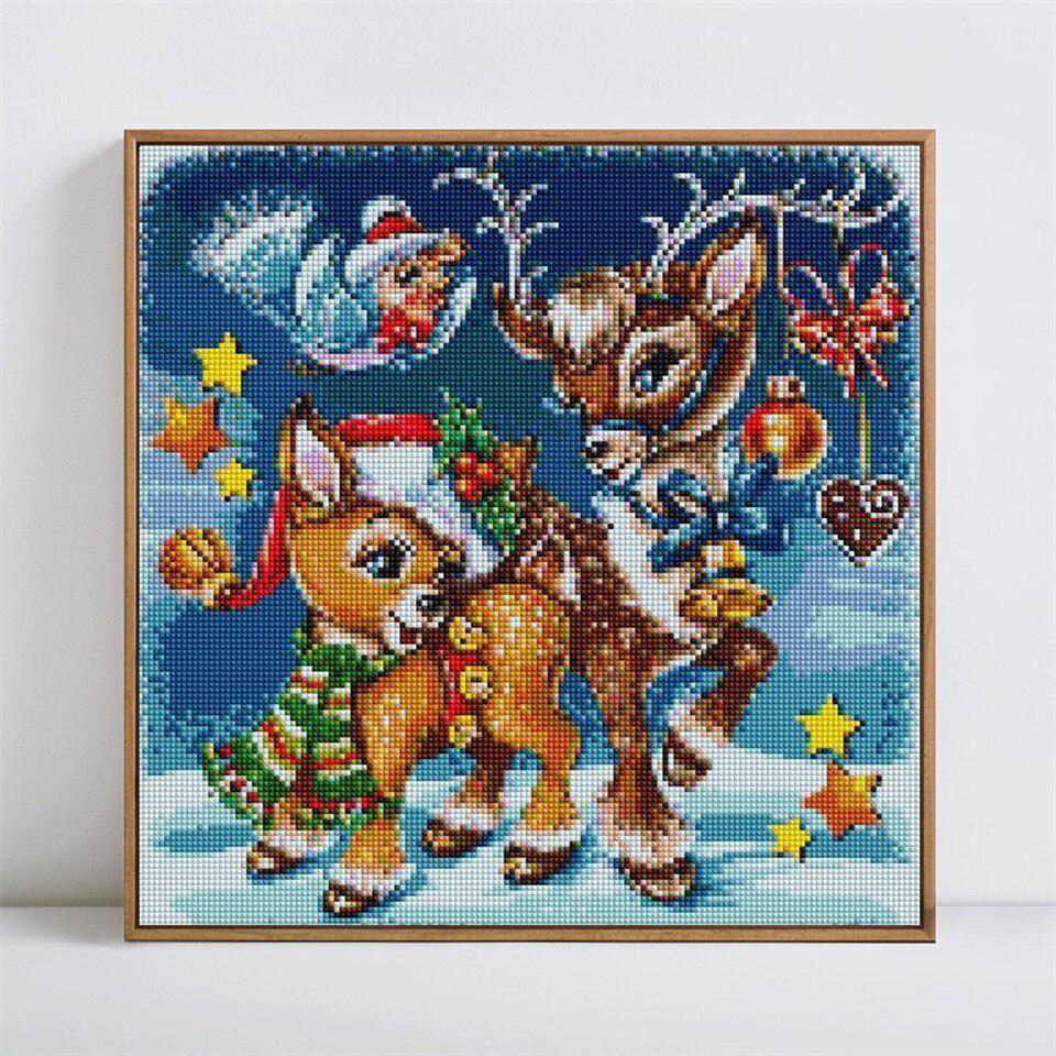 Diamant-Gemälde, Hirsch, volles rundes Mosaik, 5D-Diamant-Stickerei, Cartoon-Tier-Bild 30x30CM von Joom DACH
