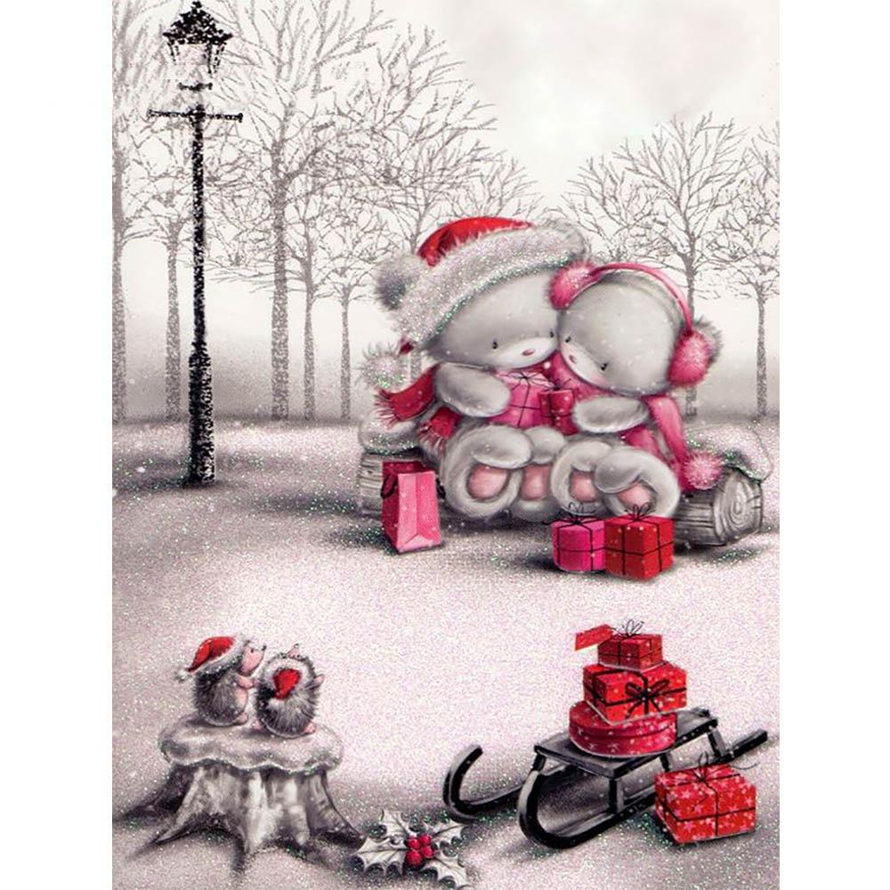 Diamant-Gemälde, Kreuzstich, Weihnachtsbären, Diamant-Stickerei, DIY-Dekor, Diamant-Mosaik, Strass 30X40CM von Joom DACH
