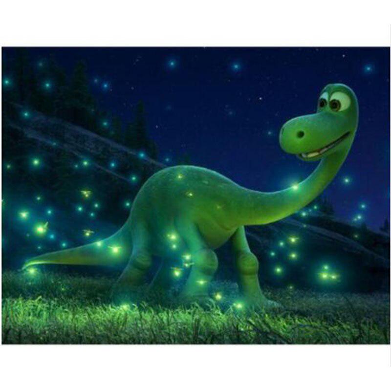 Diamant-Gemälde, Kreuzstich, voller runder Bohrer, grüner Dinosaurier, Diamant-Stickerei 20X30CM von Joom DACH