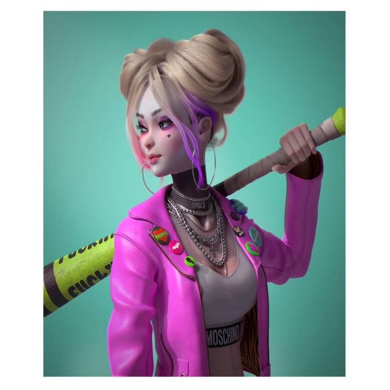 Diamant-Gemälde Cool Girl DIY 5D-Stickerei Kreuzstich voll quadratisch / rund Diamant-Mosaik Original-Gemälde Home Dekoration Kunst Full Round (20X30CM) von Joom DACH