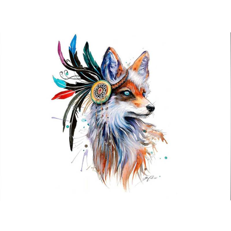 Diamant-Gemälde voller Kreis/Quadrat-Diamant „gemalter Fuchs“ Stickerei Kreuzstich Wasser Diamant 5D DIY Mosaik Malerei Dekoration Full Round (20X30CM) von Joom DACH