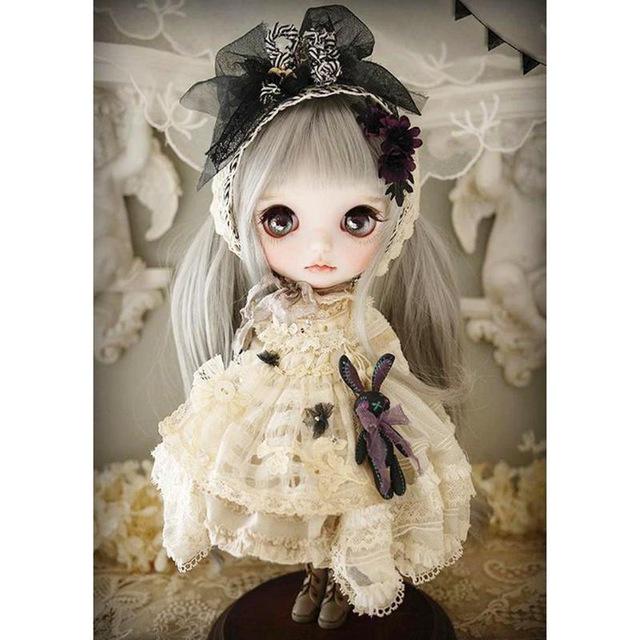 Diamant-Gemälde voller runder Bohrer, Puppe, Diamant-Stickerei, Strass-Mosaik, Dekor, Heimkunst 20X30CM hellbraun von Joom DACH