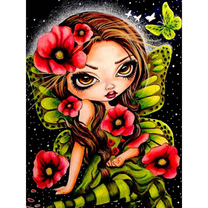 Diamant-Malerei, 5D-Mädchen-Cartoon, voller Diamant-Stickerei, komplettes Set, Bild von Strasssteinen, Heimdekoration 20X30CM von Joom DACH