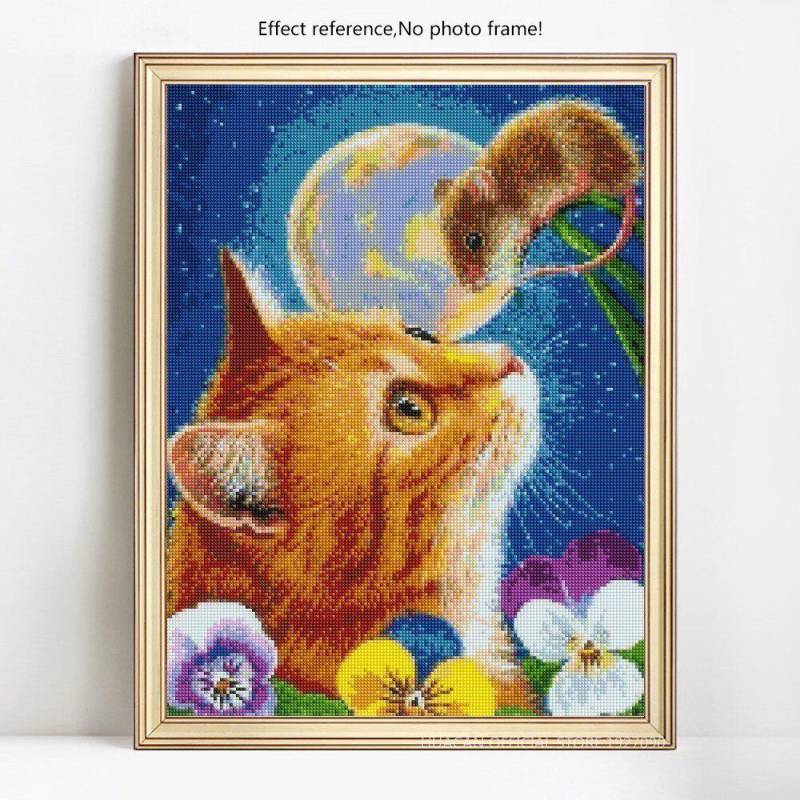 Diamant-Malerei Katze voller Runde Stickerei Tier Diamant Mosaik Kreuzstich Strass Bild 20X30CM von Joom DACH