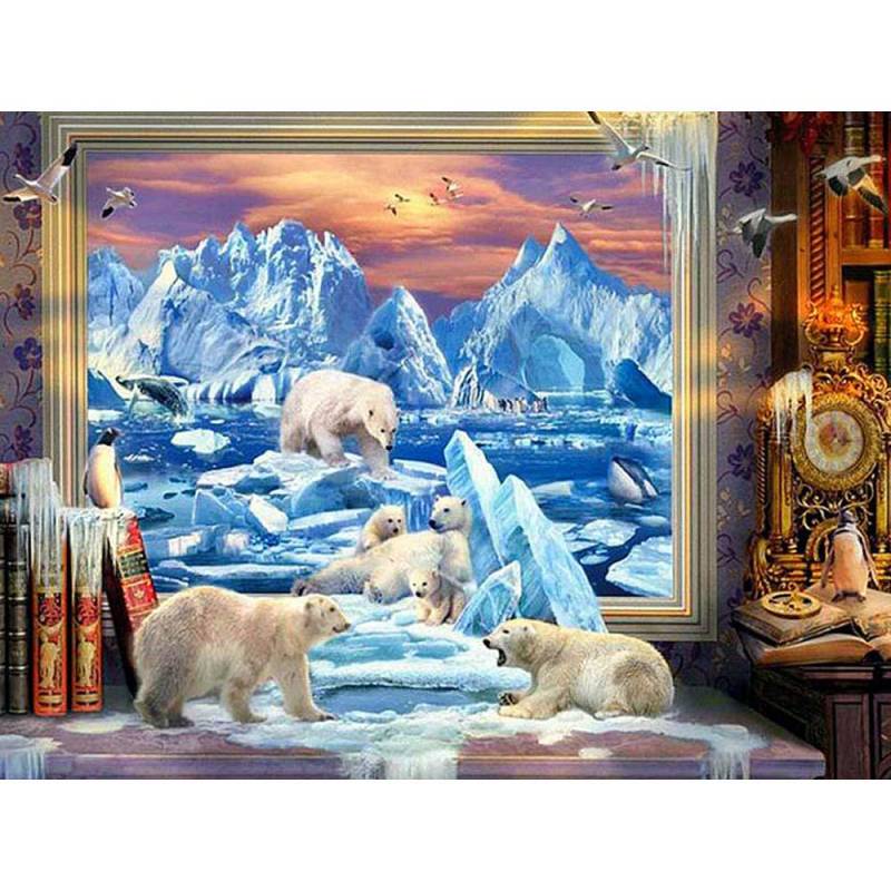Diamant Malerei Kreuzstich Eisbär 5D Diy Tiere Diamant Mosaik Bild Strass Kinder Dekor Geschenk 20X30CM von Joom DACH