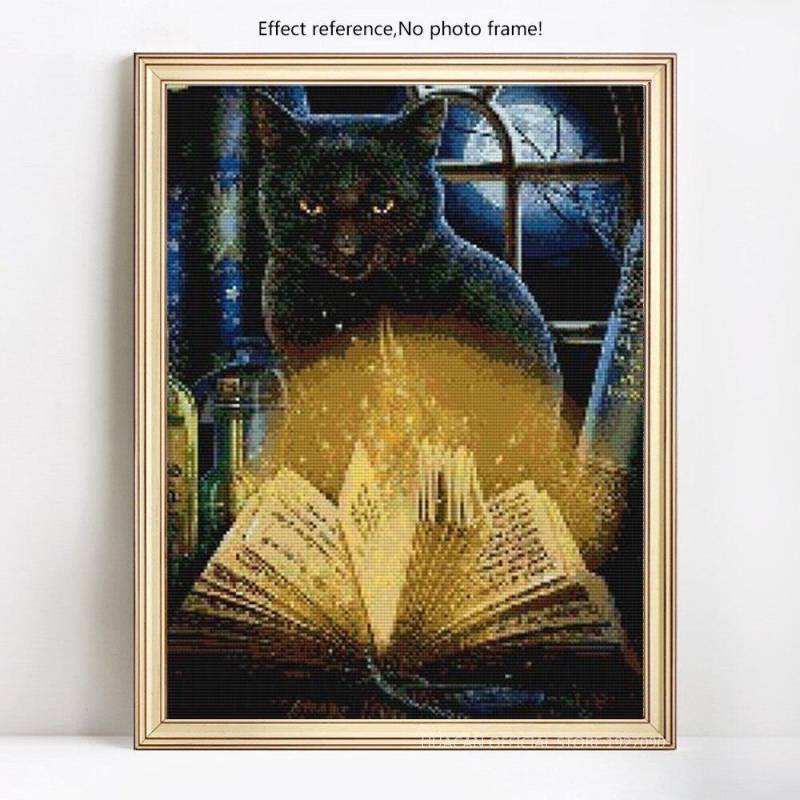 Diamant-Malerei Tier Katze Buch Licht Strass Mosaik Diamant Stickerei 20X30CM von Joom DACH