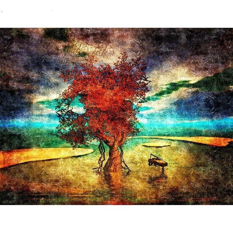 Diamant-Stickerei, 5D-Diamant-Gemälde, Kreuzstich, Baum, volle Runde, Diamant-Mosaik, Landschaft 20X30CM von Joom DACH