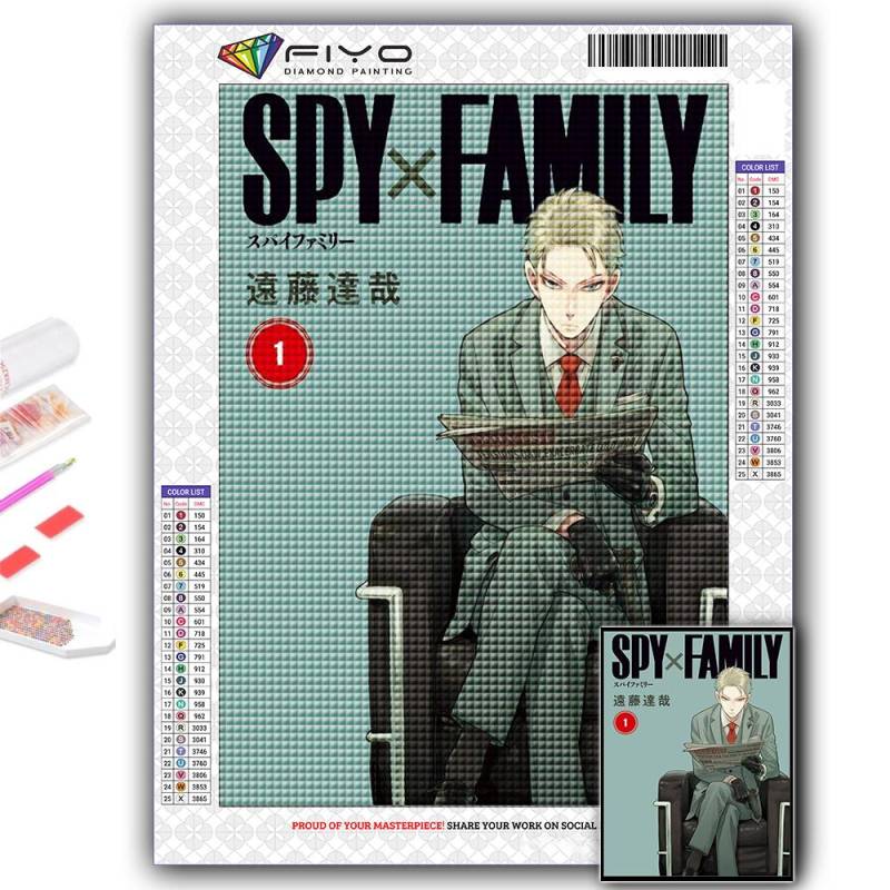 Diamant-Stickerei, Anime-Poster, SPY×FAMILY, 5D-Diamantgemälde zum Selbermachen, Kreuzstich, Strass Full Round 30X40CM von Joom DACH