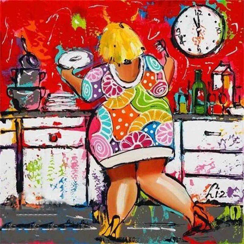 Diamant-Stickerei, Küche, Frau, Diy, Diamant-Gemälde, Diamant-Stickerei 30x30CM von Joom DACH
