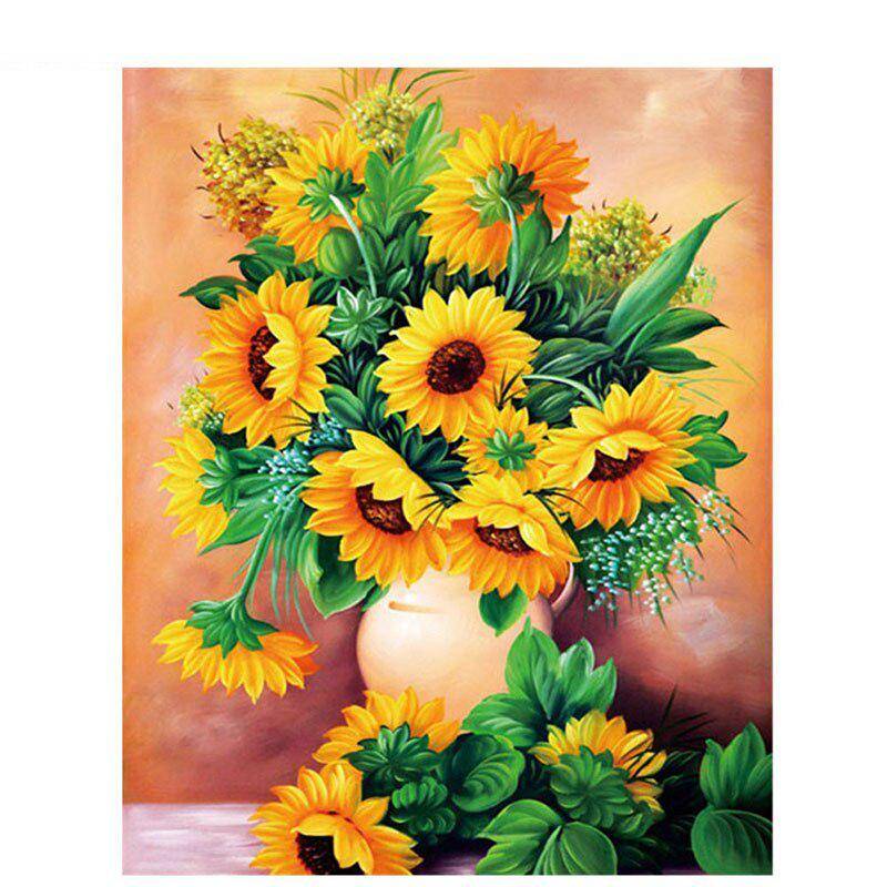 Diamant-Stickerei, Sonnenblumen-Handarbeit, 5D-Diamant-Gemälde, Blumenvase, Strasssteine, Mosaik, Heimdekoration 30X40CM von Joom DACH