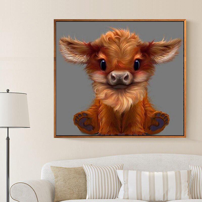 Diamant-Stickerei, kleine Kuh, Diamant-Kreuz-Stickerei, rundes Diamant-Mosaik, Diamant-Gemälde 30x30CM von Joom DACH