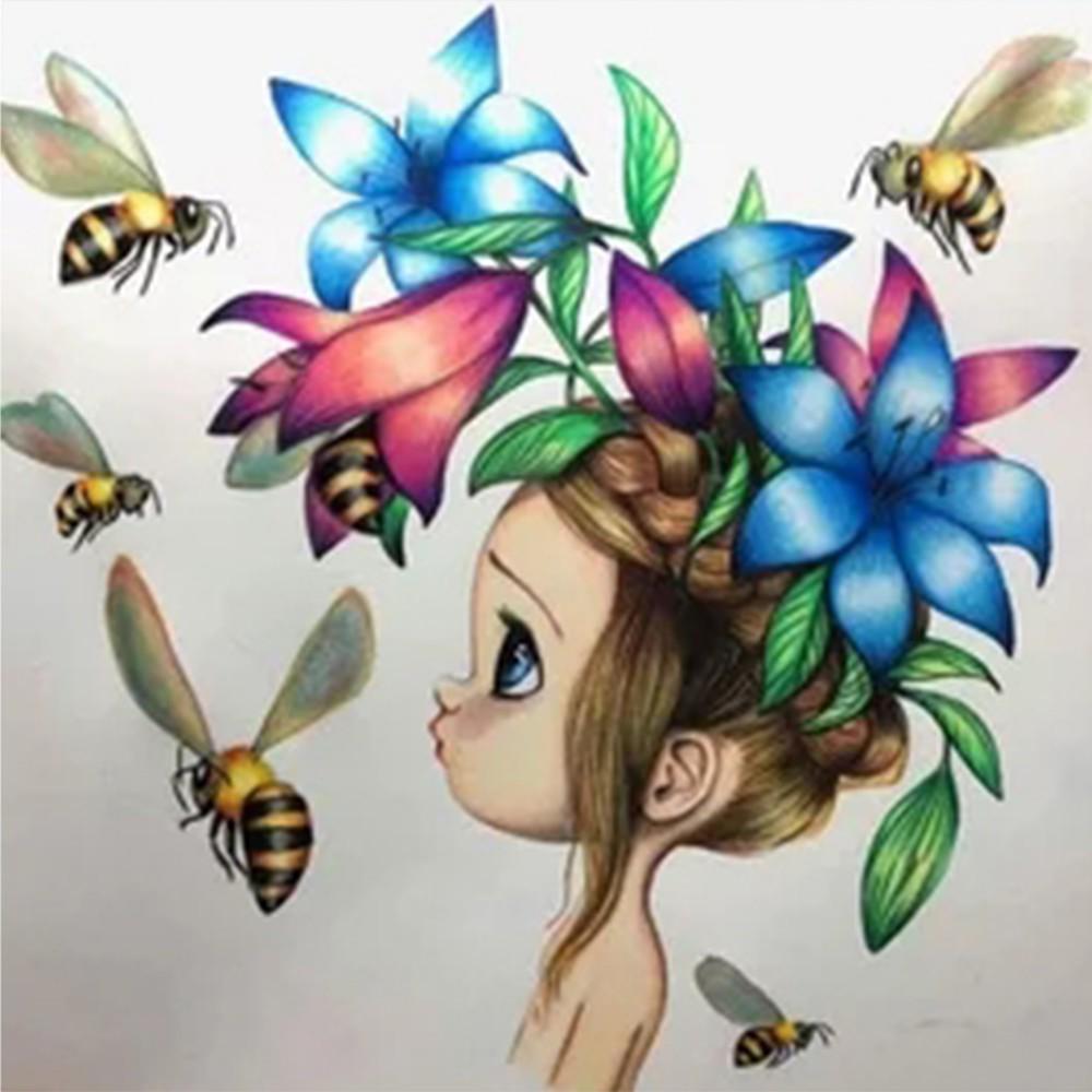 Diamant Stickerei Cartoon Mädchen Mosaik Kristall 5D Kreuzstich Schmetterling Fee Diamant Malerei DIY Aufkleber Muster 30X30CM von Joom DACH