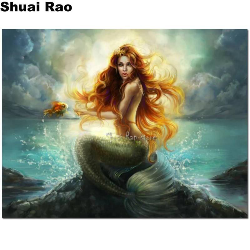 Diamant Stickerei Cartoon Meerjungfrau Diamant Malerei Muster Fee 5d Diy Wand Aufkleber Dekoration 20X30CM von Joom DACH