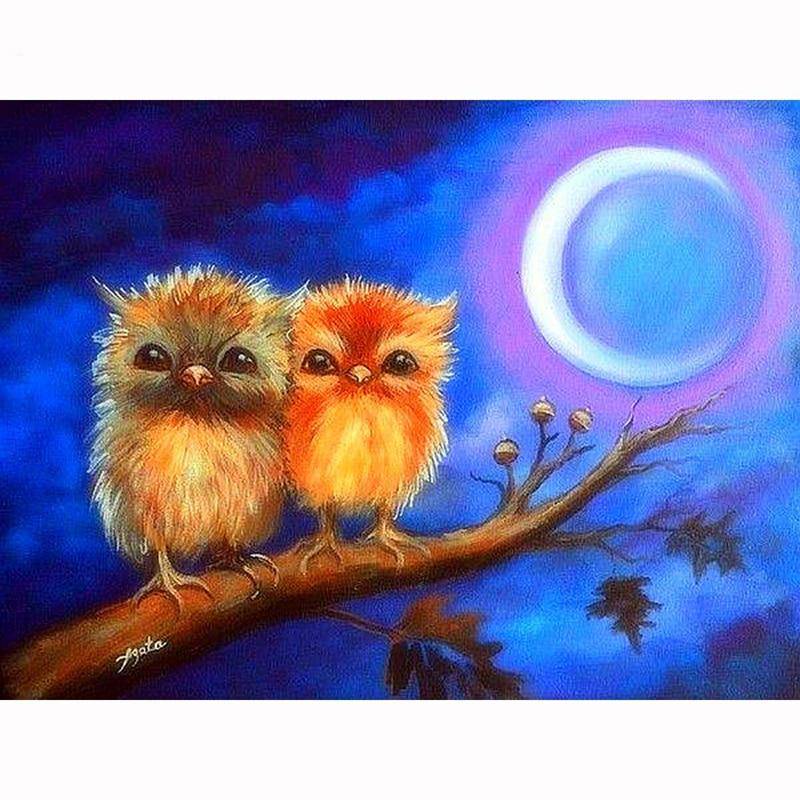 Diamant Stickerei Eule Gemälde aus Kristallen Diamond Painting Karikatur Diamant Mosaik Dekoration 20X30CM von Joom DACH
