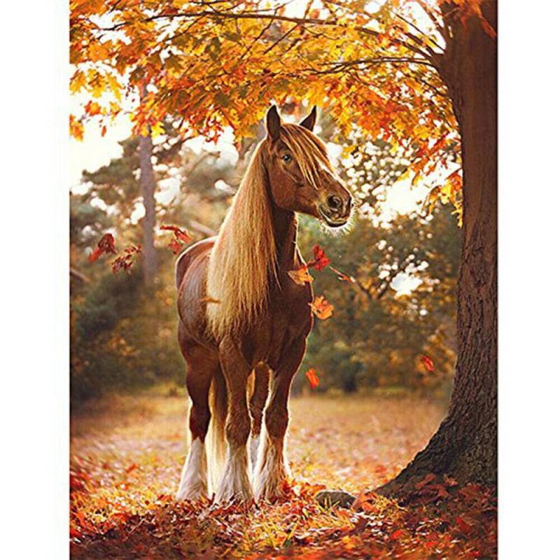 Diamant Stickerei Herbst Pferd 5D DIY Diamant Malerei voller Diamant Mosaik Bilder Home Decor 30X40CM von Joom DACH