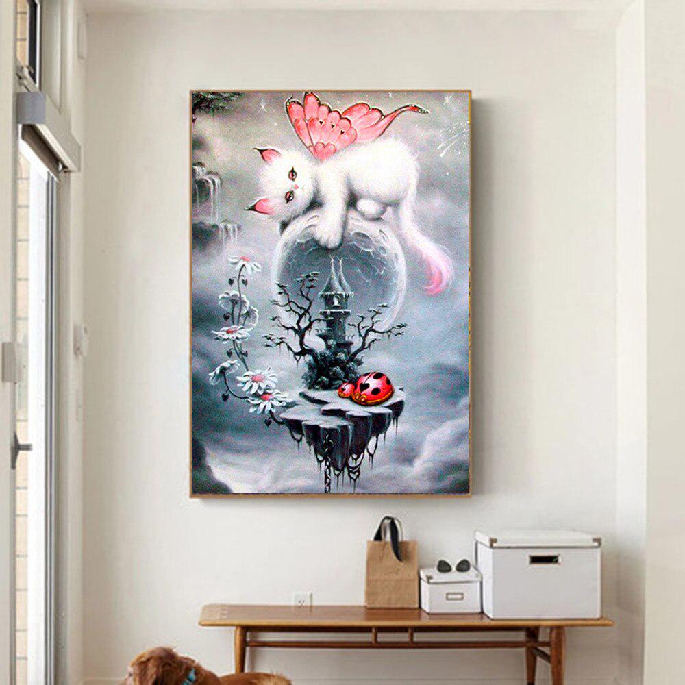 Diamantstickerei Komplettset Katze Bild aus Strasssteinen Diamant Tier Diamantkunst Heimdeko 20X30CM von Joom DACH