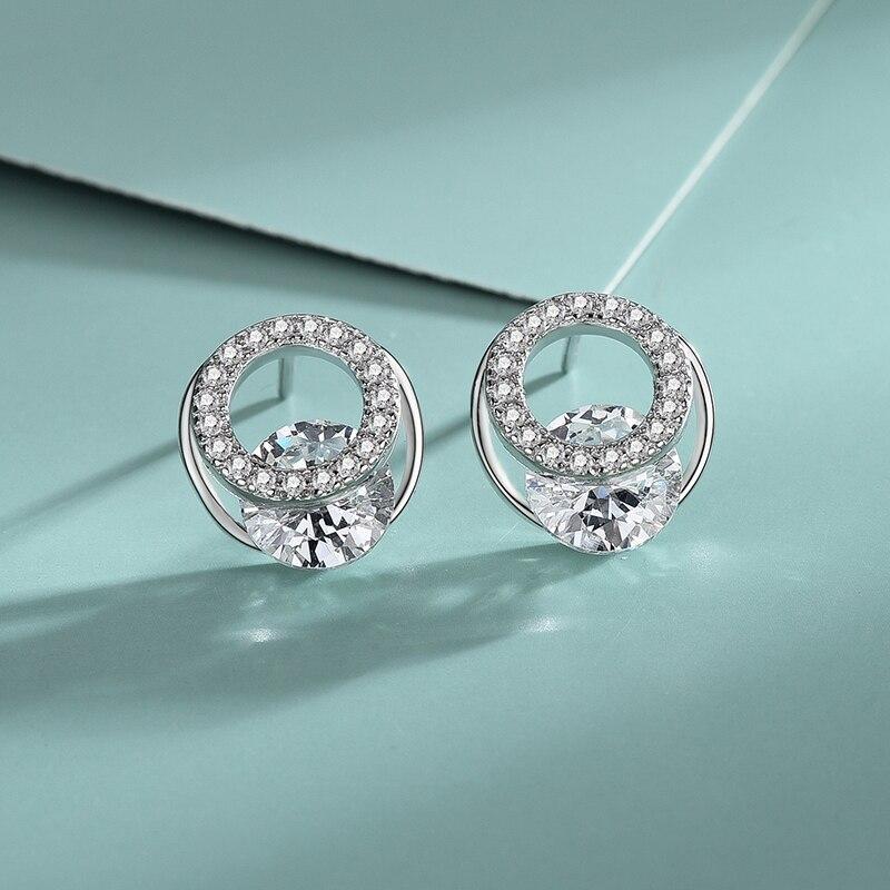 Diamant Zirkonia Einfache S925 Sterling Silber Ohrringe Damen Beliebte Accessoires Kreis Personalisierte Silber Ohrringe Schmuck von Joom DACH